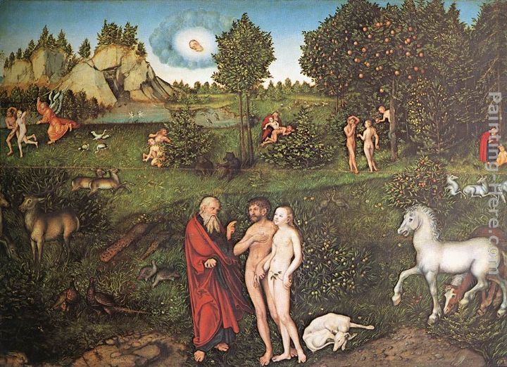 The Paradise painting - Lucas Cranach the Elder The Paradise art painting